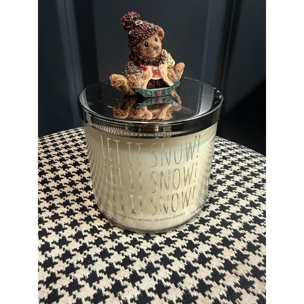 Bath & Body Works Twisted Peppermint Candle 14.5 oz Christmas Bear Custom Lid